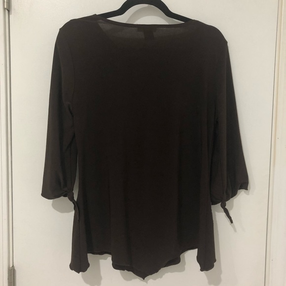 Beaded Sequin Brown Flowy Blouse First Choice M - Picture 7 of 7